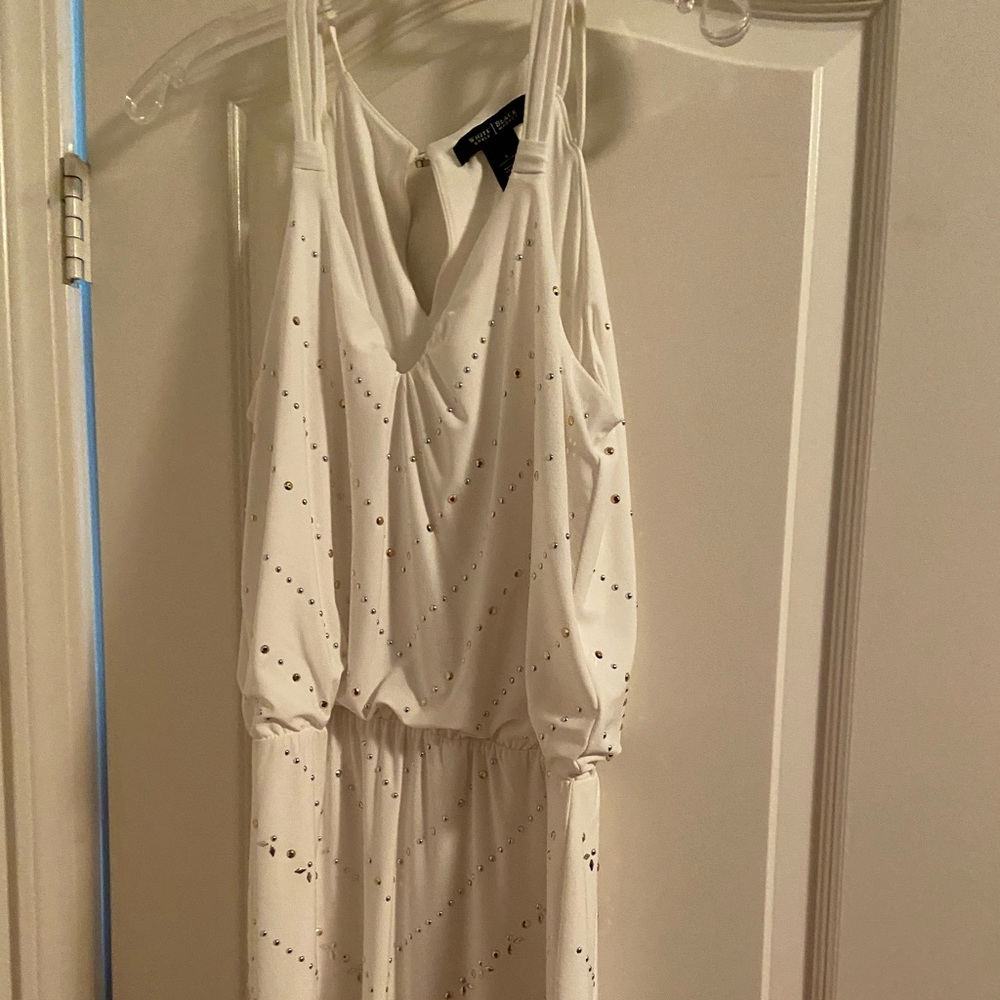 WHBM white dress with silver studs sz S NWOT
